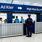 Modern Airport Security**

"A busy, modern airport security checkpoint with advanced scanning technology, fully clothed security personnel in professional uniforms assisting diverse travelers, appropriate signage in Arabic, safe for work, perfect anatomy, natural proportions, bright lighting, family-friendly, professional."

**
